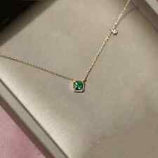Sugar cube-Modern vintage Gold vermeil green stone necklace picture