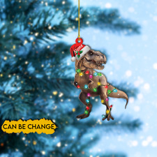 Personalized Dinosaur Christmas Tree Ornament, T-Rex Christmas Ornament Decor picture