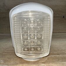 Vintage Art Deco Ribbed Frosted & Clear Glass Light Shade Vanity Globe picture