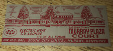 1950s Murray Plaza Court Kentucky Matchcover Mote Hotel picture