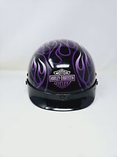 00s Harley Davidson Vintage Purple Black Flame Large Motorcycle Helmet Used picture