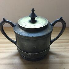 Vintage Antique 1900s Meriden Silver Quadruple Plate Covered Sugar Bowl Jar 6