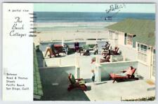 1958 SAN DIEGO CALIFORNIA CA THE BEACH COTTAGES OCEAN FRONT MOTEL POSTCARD picture