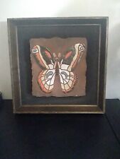 Peggy Nagel BUTTERFLY MID CENTURY MODERN FRAMED ART TILE EXCELLENT CONDITION 70s picture