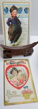 2 Antique Valentines Day Greetings POSTCARDS Cupid Dutch Boy picture