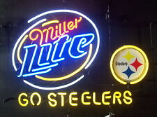 CoCo Miller Lite Pittsburgh Steelers Go Steelers Beer Light Neon Sign 24