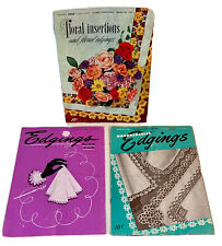 Lot 3 Coats and clarks booklets vintage 1940s handkerchief edging books AS IS picture