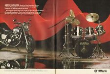 1986 2pg Print Ad of Yamaha System Drum Kit & Motorcycle picture