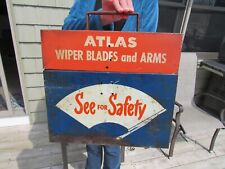 VINTAGE ORIGINAL 1930's - 40's ATLAS WIPER BLADES DEALER DISPLAY CASE / SIGN picture