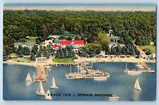 Ephraim Wisconsin WI Postcard Bird's Eye View Of Eagle Inn c1940s Vintage Boats picture