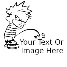 Custom Calvin Peeing Sticker ~ Barfool ~ Text Vinyl Phone Laptop iPad Decal Pee picture