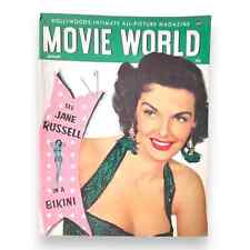 Vintage Pin-Up Jane Russell Swimsuit Cover of Movie World Magazine, August 1954 picture