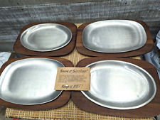 Lot of 4 Gladmark Burbank California Wood and Metal  Serving Tray Platter  USA picture