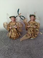Vintage Angel Light Up Christmas Ornaments W/Wings. Untested Set Of 2 Pre-owned  picture