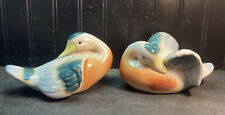 Vtg 40-50's USA Pottery Duck Mallard Pair Country Farm Hunting Cabin figurines picture