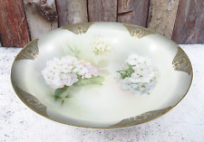 Vintage RS Germany Hydrangea Serving Bowl 1912-1945 Green Mark White Flowers picture
