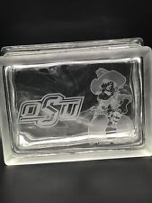 Etched Glass Block OSU Pistol Pete  7.5” X 5.5” picture