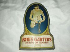 Antique Paris Garters advertising easel-back retail store display sign A. Stein picture