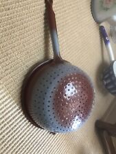 Vintage French Enamelware COLANDER.  burgundy and gray.. picture