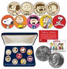 PEANUTS Snoopy 1976 IKE Eisenhower Dollar U.S. 9-Coin Set THEN & NOW with Box picture