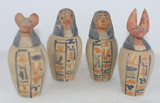4 UNIQUE ANCIENT EGYPTIAN ANTIQUE Mummified Canopic Jar Horus Sons Jars Statues picture