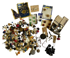 Vintage Huge Lot Set Sewing Buttons Button Bobbin Metal Plastic Shell VTG picture