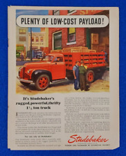 1946 STUDEBAKER 1-1/2 TON TRUCK ORIGINAL COLOR PRINT AD SHIPS FREE LOT (RED) picture