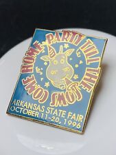 Vintage 1996 ARKANSAS STATE FAIR Lapel Hat Tie Pin PARTY TILL THE COWS COME HOME picture