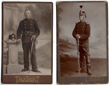 C. 1900 CDV BROTHERS SWEDISH CALVALRY SOLDIERS IN UNIFORM WITH SWORD SWITZERLAND picture