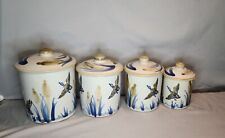 Ducks in reeds Louisville Stoneware pottery set of 4 cannisters vintage perfect picture