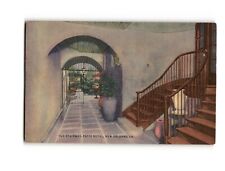 OLD STAIRWAY, PATIO ROYAL, NEW ORLEANS, LA. VINTAGE LINEN POSTCARD picture