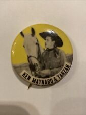 1930s Ken Maynard Hollywood Western Cowboy Pinback Button “Ken Maynard & Tarzan” picture