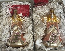 2X Vintage Dillard's Trimmings Christmas Ornament Hope  Angel Hand Blown Glass picture