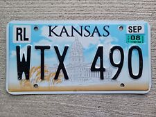2008 Kansas License Plate WTX 490 picture