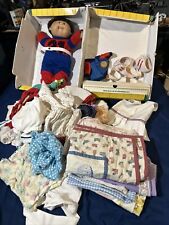 Vintage 80s Cabbage Patch Kids Doll Red Yarn Hair multi clothes shoes blankets picture
