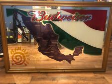 ✨ ANTIQUE LARGE BUDWEISER MEXICO BEER SIGN BAR MIRROR picture