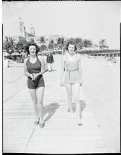 Jeanne And Wileen Stafford Walking - The Misses Jeanne And Wile 1935 Old Photo picture