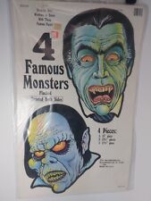 Vintage Halloween 4 Famous Monsters, Cut Out Faces, 14-1/2
