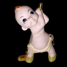 Vintage RARE Freeman McFarlin Bisque Ceramic Baby Diaper Playing Gold Figurine picture