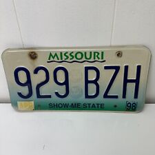 Vintage MISSOURI License Plate 929 BZH Show Me State 1998 90s picture