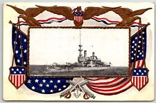 us battleship oregon flag vintage postcard embossed unposted picture
