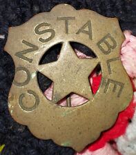 Vintage Obsolete 1900s  Constable Badge - Heavy Brass - Unusual Shape 5 Pt. Star picture