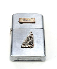 Vintage 1940s-50s Mid Penguin Chrome Lighter 111957 Oregon Sail Boat 5 Hinge #C1 picture
