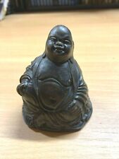 VINTAGE SMILING SITTING BUDDHA 8cm-TALL MADE OF BRITISH COTSWOLD LIMESTONE (P3) picture