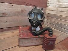 Vintage 1942 Gas Mask With Filter Military Field Gear Chemical Biological picture