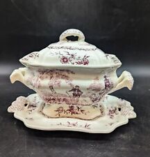 Antique Masons Ironstone Watteau Sauce Tureen with Underplate England 6