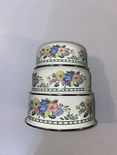 Vintage Enamelware Set Of 3 Nesting Bowl Set Floral Kobe Brand picture