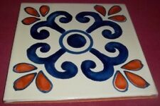(1) Vintage Antique Glazed Decorative Ceramic Terracotta Art Accent Tile 6 x 6