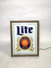 Vintage 1982 Miller Lite Beer Back Lighted Bar Sign Light Man-Cave Tested Works picture