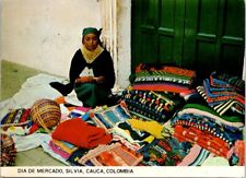 VINTAGE CONTINENTAL SIZE POSTCARD ABORIGINAL WOMAN ON MARKET DAY CAUCA COLOMBIA picture